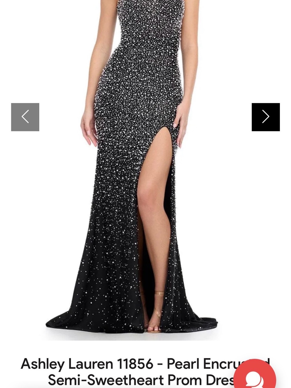 Black Strapless Gown with Silver Pearl Accents Sz 4 Ashley Lauren Style #11856